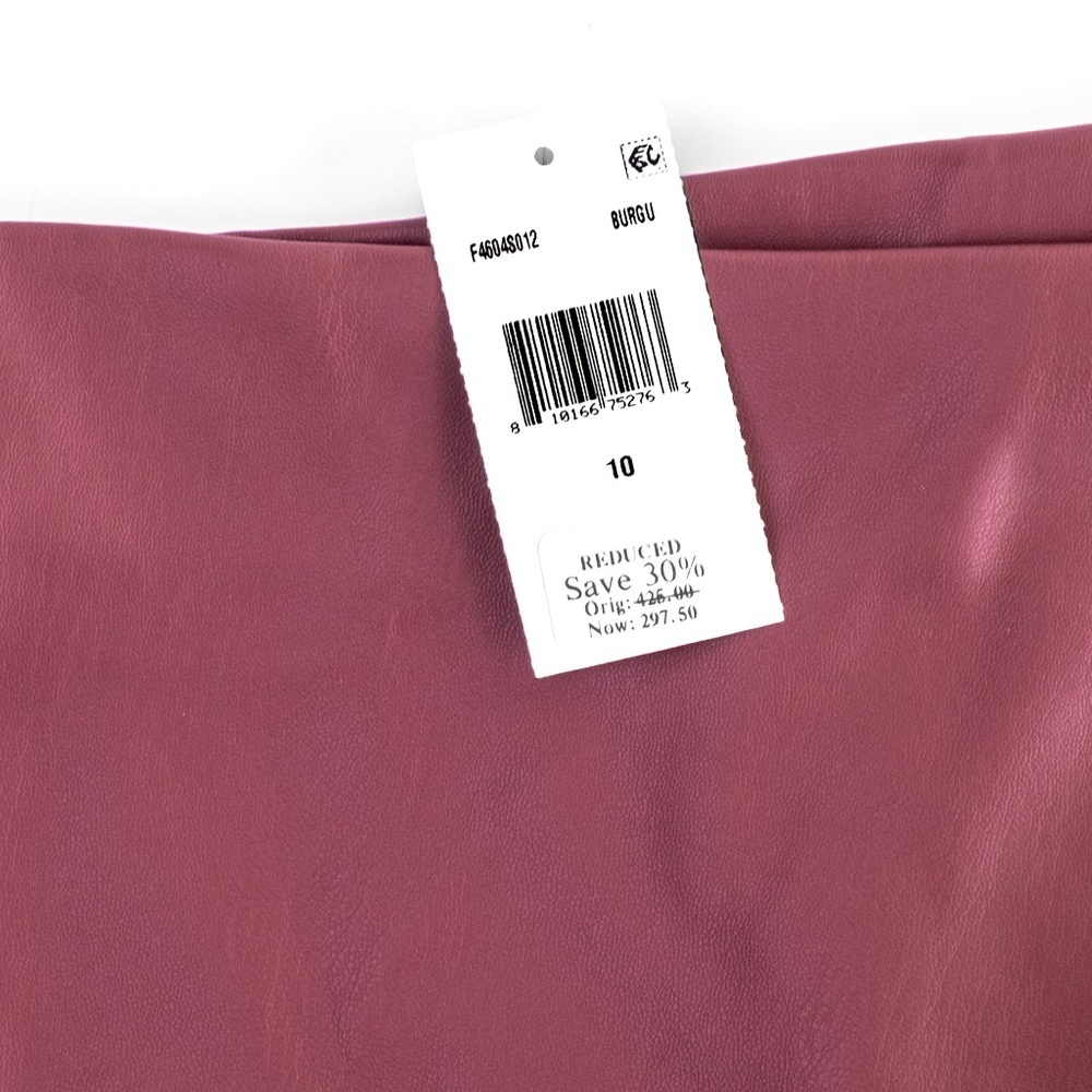 NWT TOCCIN Beatrice Wrap Midi Skirt Faux leather Burgundy $425 - Size 10 / L - Picture 4 of 10
